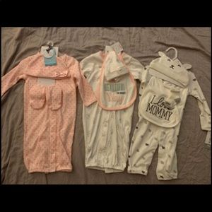 Carters 3MO Gown/PJ Bundle NWT